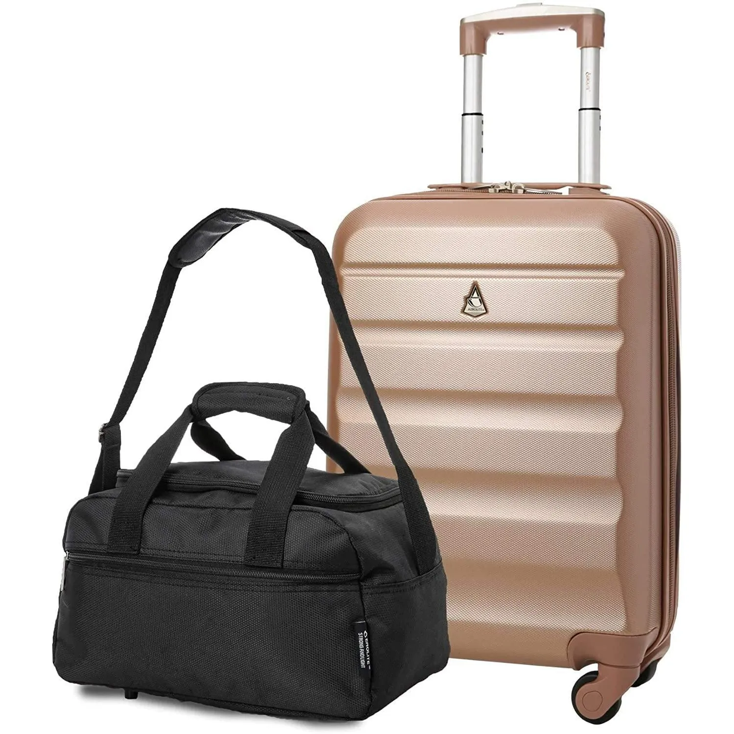 Aerolite (55x35x20cm) Lightweight ABS Hard Shell Travel Carry On Cabin Hand Luggage Suitcase   (40x20x25cm) Ryanair Maximum Sized Holdall Cabin Bag