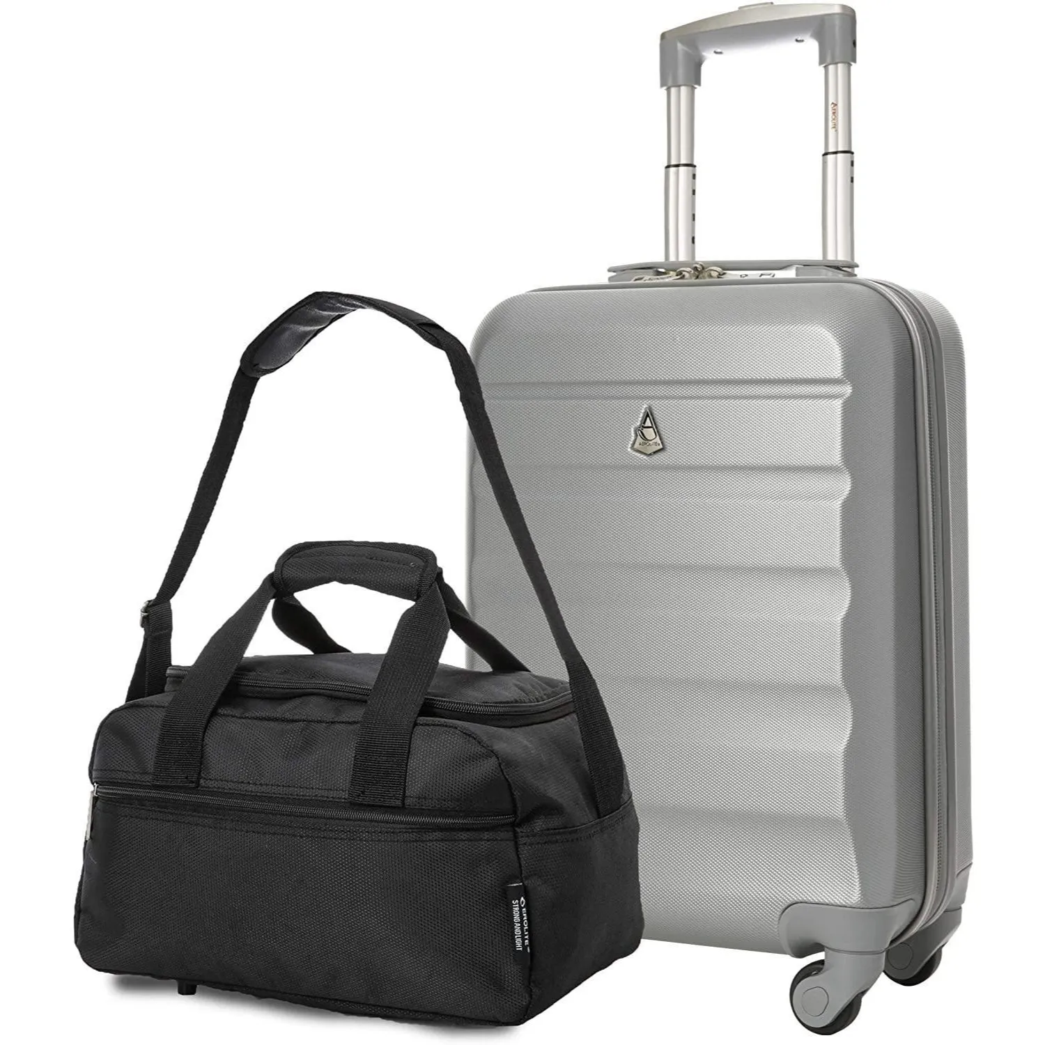 Aerolite (55x35x20cm) Lightweight ABS Hard Shell Travel Carry On Cabin Hand Luggage Suitcase   (40x20x25cm) Ryanair Maximum Sized Holdall Cabin Bag