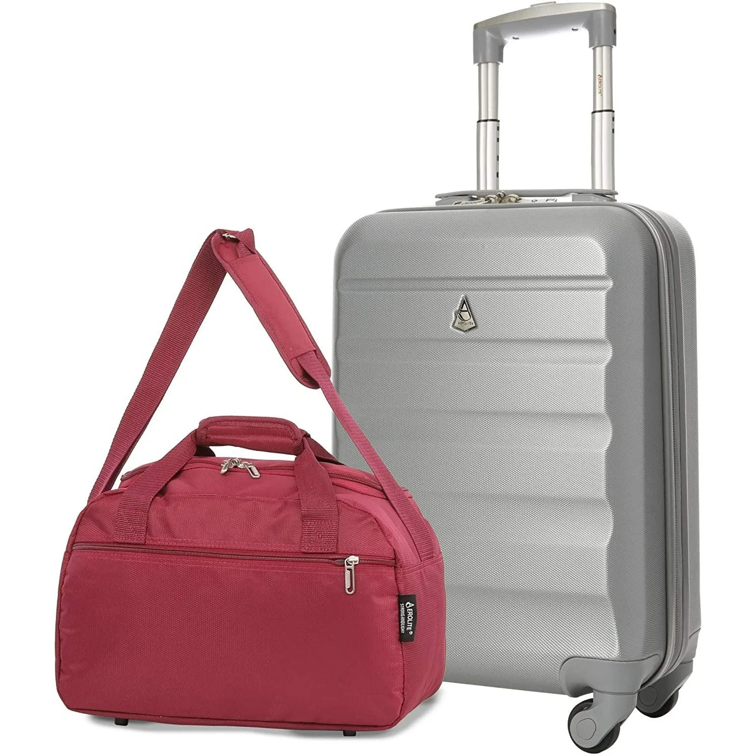 Aerolite (55x35x20cm) Lightweight ABS Hard Shell Travel Carry On Cabin Hand Luggage Suitcase   (40x20x25cm) Ryanair Maximum Sized Holdall Cabin Bag