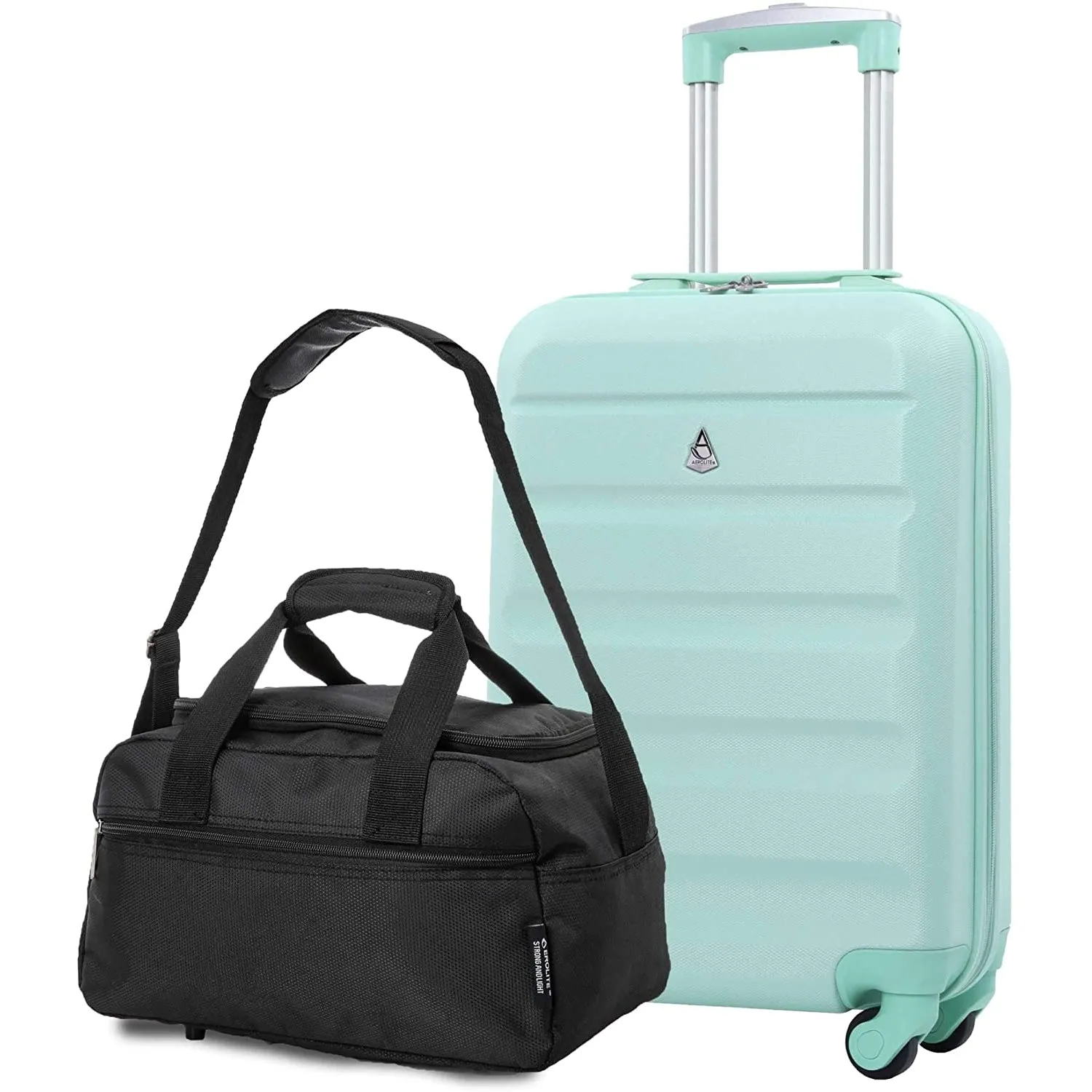 Aerolite (55x35x20cm) Lightweight ABS Hard Shell Travel Carry On Cabin Hand Luggage Suitcase   (40x20x25cm) Ryanair Maximum Sized Holdall Cabin Bag