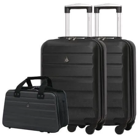 Aerolite (55x35x20cm) Lightweight Hard Shell Cabin Hand Luggage (x2) & Aerolite (40x20x25cm) Hand Luggage Holdall Bag