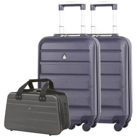 Aerolite (55x35x20cm) Lightweight Hard Shell Cabin Hand Luggage (x2) & Aerolite (40x20x25cm) Hand Luggage Holdall Bag