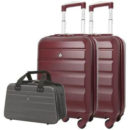 Aerolite (55x35x20cm) Lightweight Hard Shell Cabin Hand Luggage (x2) & Aerolite (40x20x25cm) Hand Luggage Holdall Bag