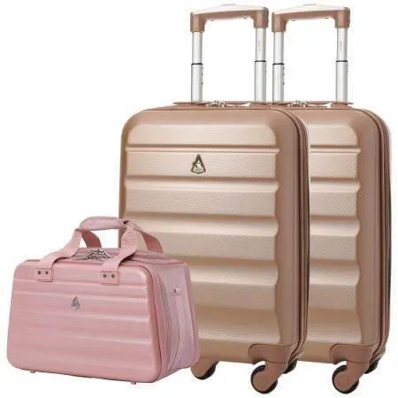 Aerolite (55x35x20cm) Lightweight Hard Shell Cabin Hand Luggage (x2) & Aerolite (40x20x25cm) Hand Luggage Holdall Bag