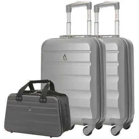Aerolite (55x35x20cm) Lightweight Hard Shell Cabin Hand Luggage (x2) & Aerolite (40x20x25cm) Hand Luggage Holdall Bag