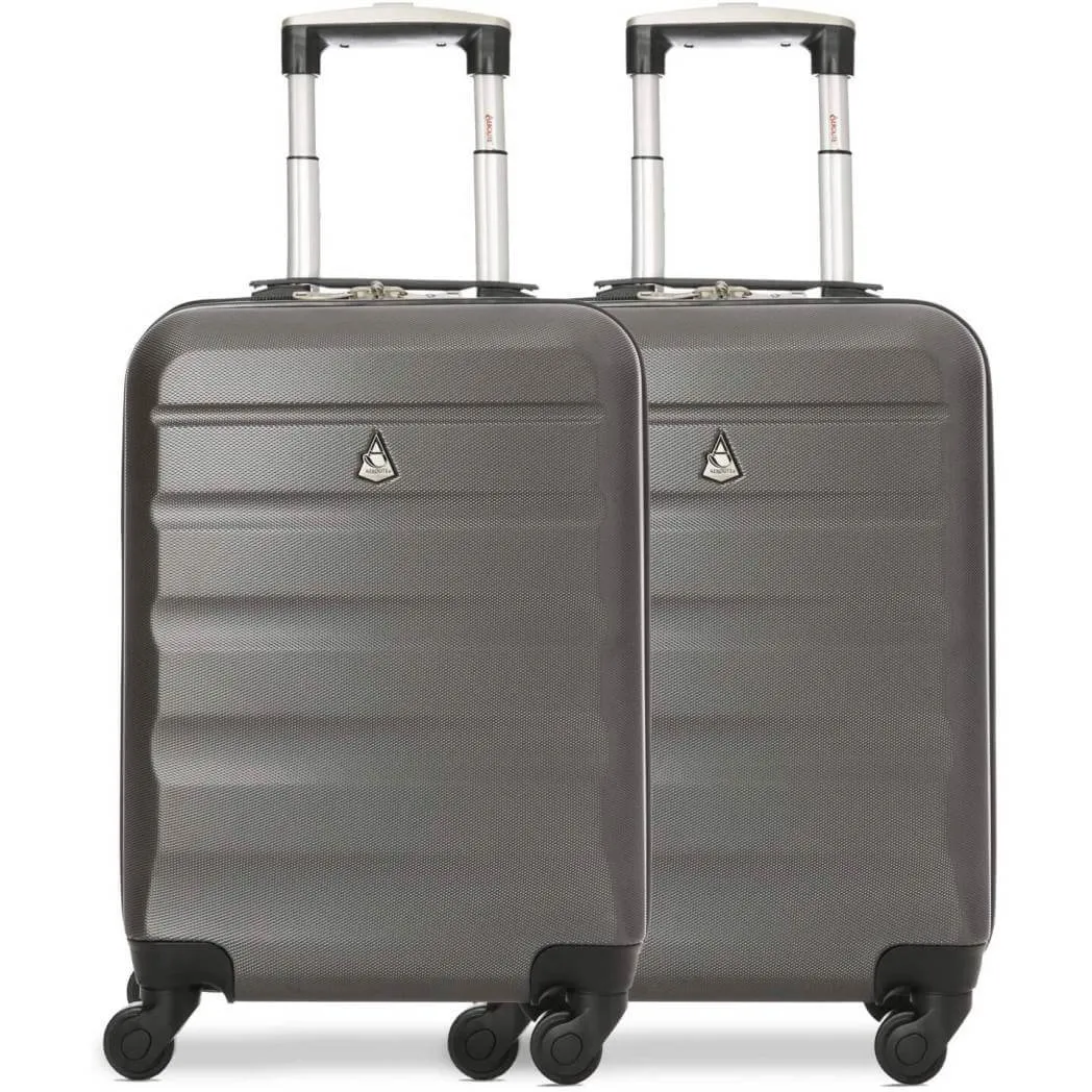 Aerolite (55x35x20cm) Lightweight Hard Shell Cabin Hand Luggage (x2 Set)
