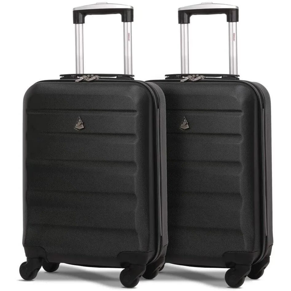 Aerolite (55x35x20cm) Lightweight Hard Shell Cabin Hand Luggage (x2 Set)