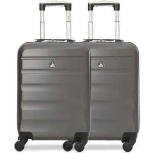 Aerolite (55x35x20cm) Lightweight Hard Shell Cabin Hand Luggage (x2 Set)