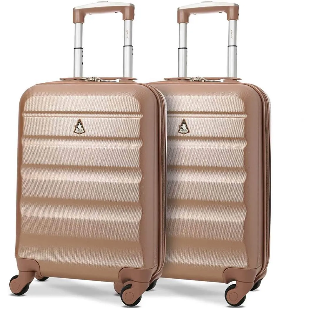 Aerolite (55x35x20cm) Lightweight Hard Shell Cabin Hand Luggage (x2 Set)