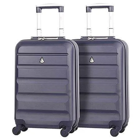 Aerolite (55x35x20cm) Lightweight Hard Shell Cabin Hand Luggage (x2 Set)