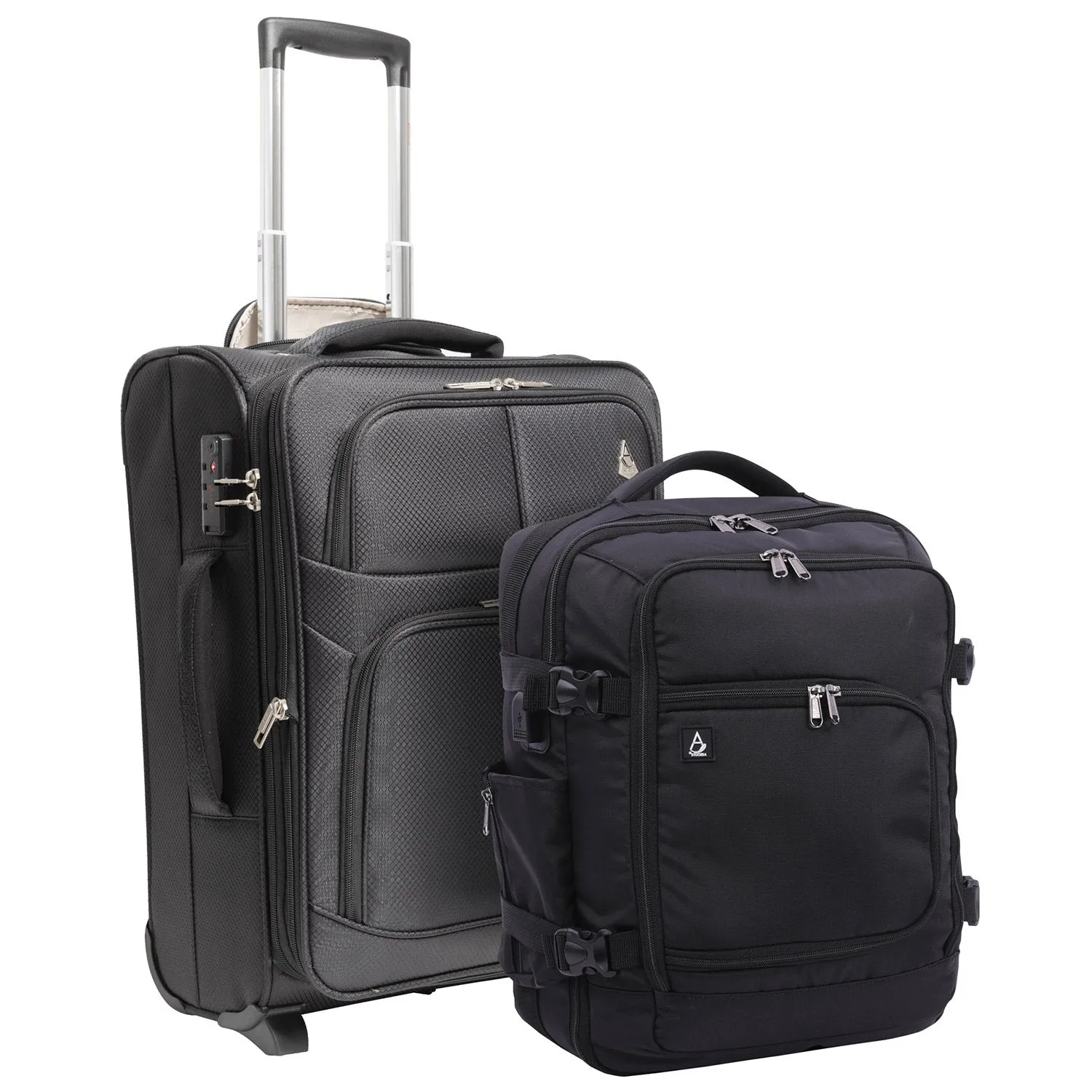 Aerolite (55x40x20cm) Lightweight Cabin Hand Luggage 2 Wheels, Maximum Possible Allowance For Ryanair