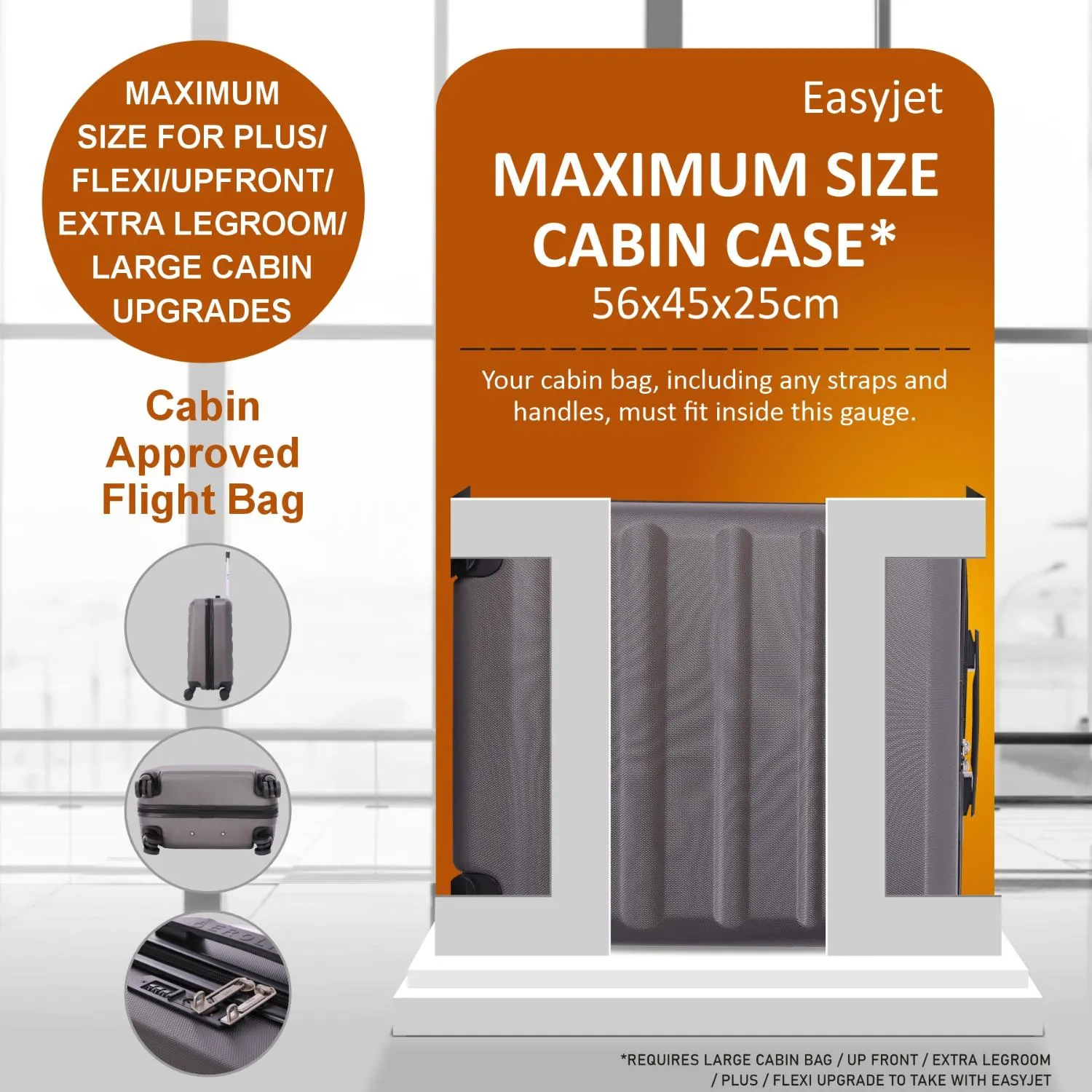 Aerolite (56x45x25cm) Easyjet Maximum Lightweight Hard Shell Cabin Hand Luggage, Maximum Possible Allowance for EasyJet & British Airways