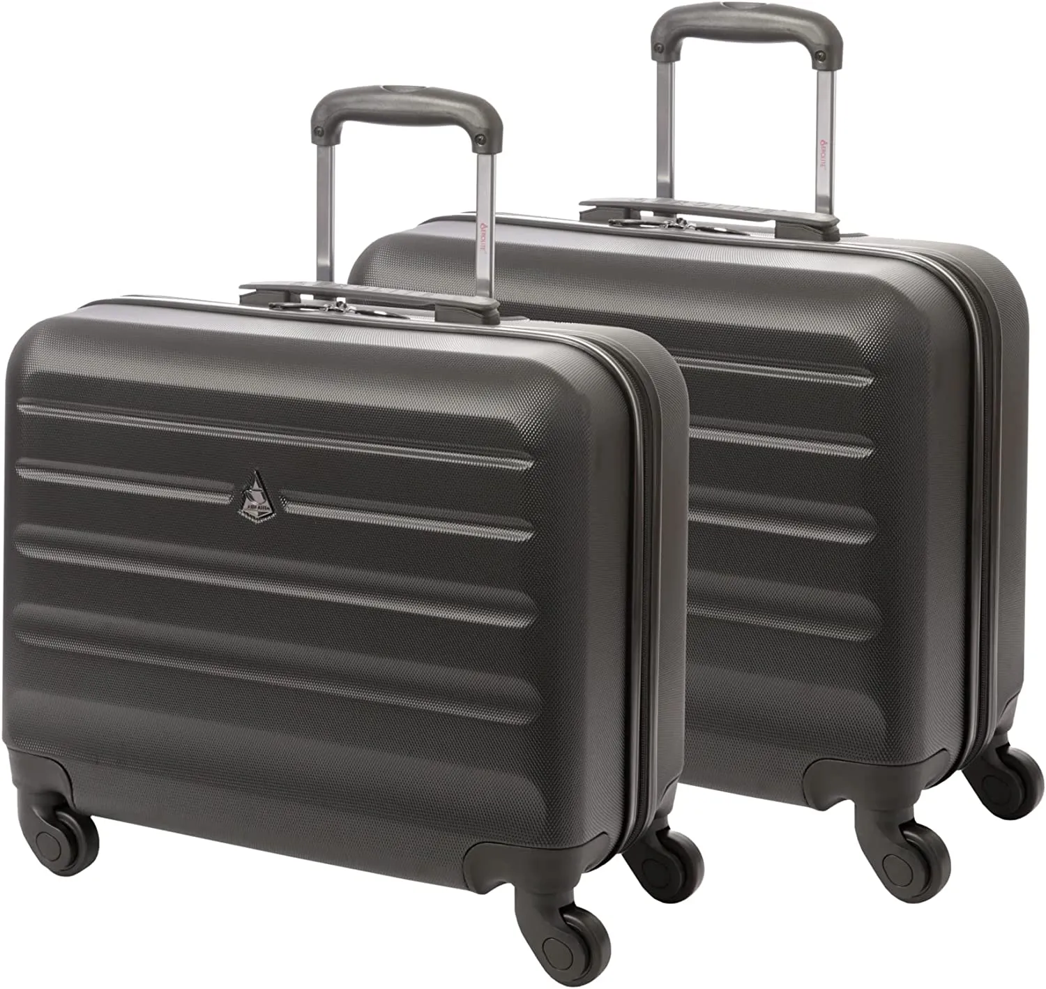 Aerolite Hard Shell Rolling Padded Laptop Case Bag on 4 Wheels - Fits up to 15.6", Overnight Trolley Business Hand Cabin Luggage Case Black