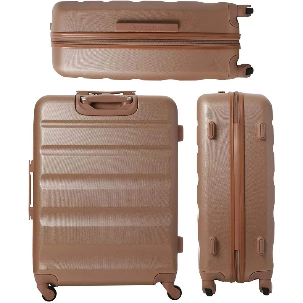 Aerolite Medium 25" Lightweight Hard Shell Luggage Suitcase with 4 Spinner Wheels for 360 Degree Manoeuvrability, 69x50x27cm