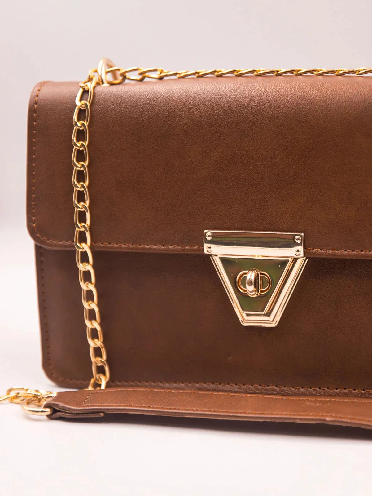 Alexandra Twist Lock Satchel Bag - Brown - FD ⚡