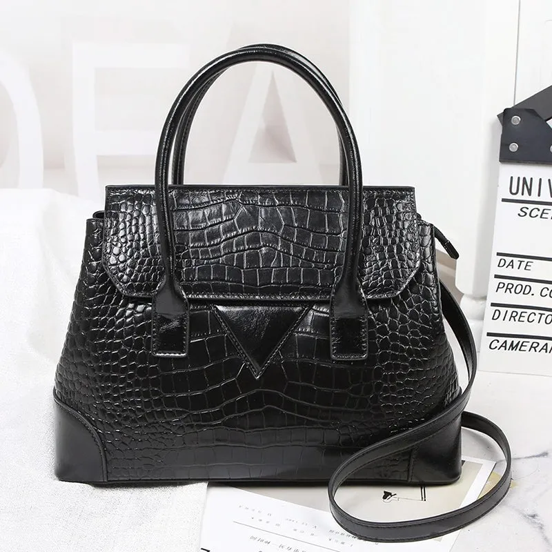 Anera Crocodile Pattern Top Handle Satchel