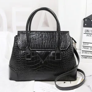 Anera Crocodile Pattern Top Handle Satchel