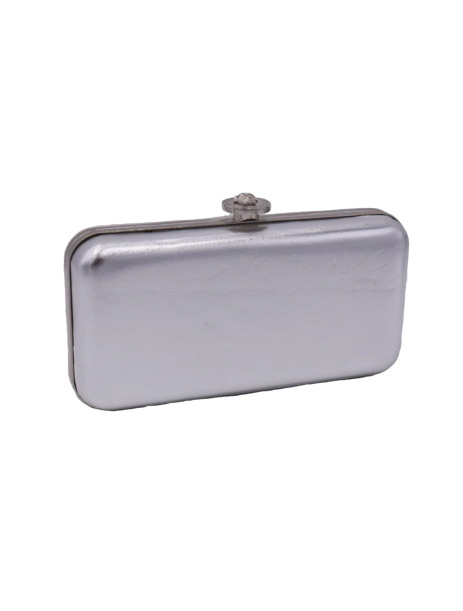 Angelina's Versace Silver Metallic Medusa Coin Box Clutch