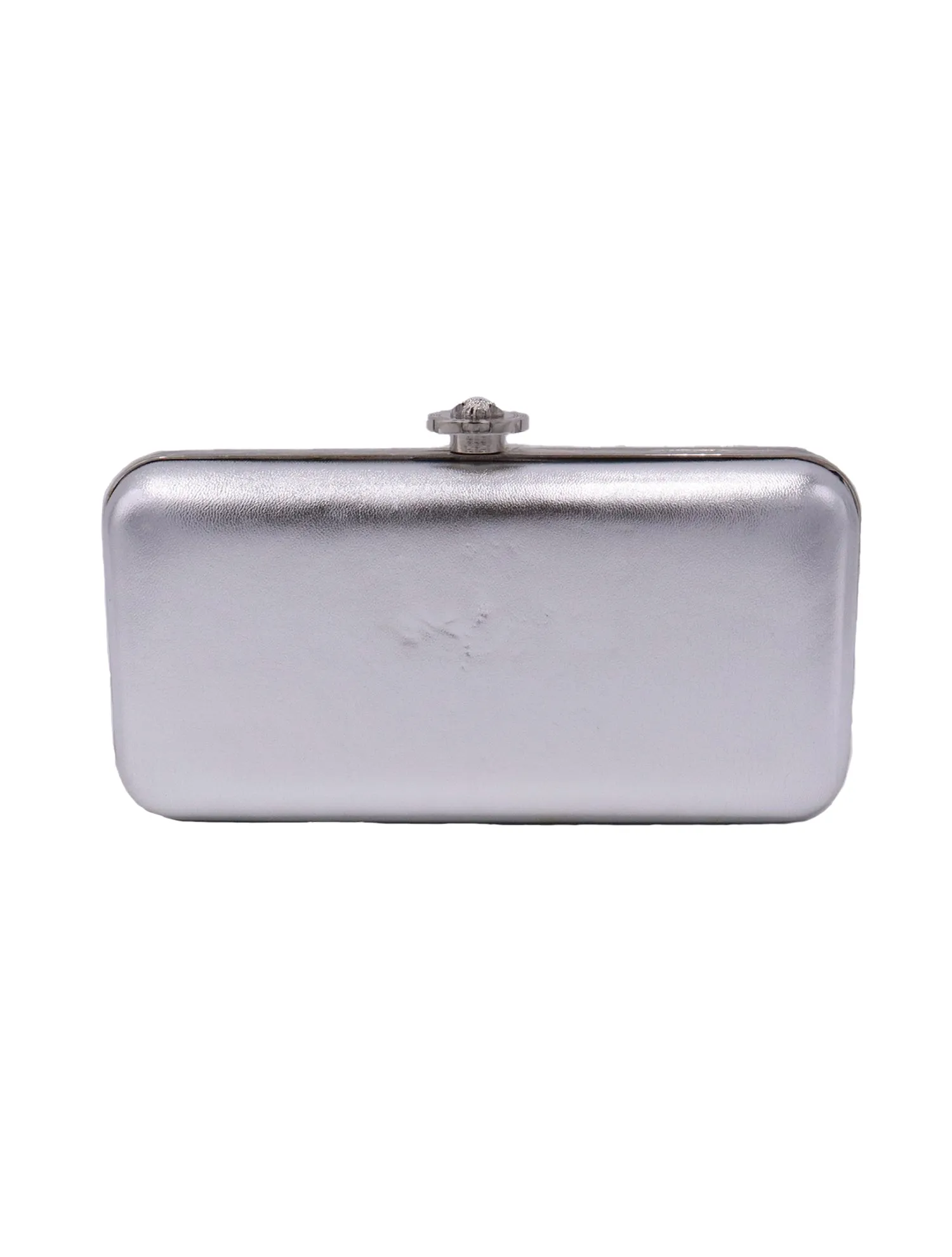 Angelina's Versace Silver Metallic Medusa Coin Box Clutch