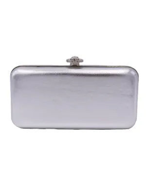 Angelina's Versace Silver Metallic Medusa Coin Box Clutch