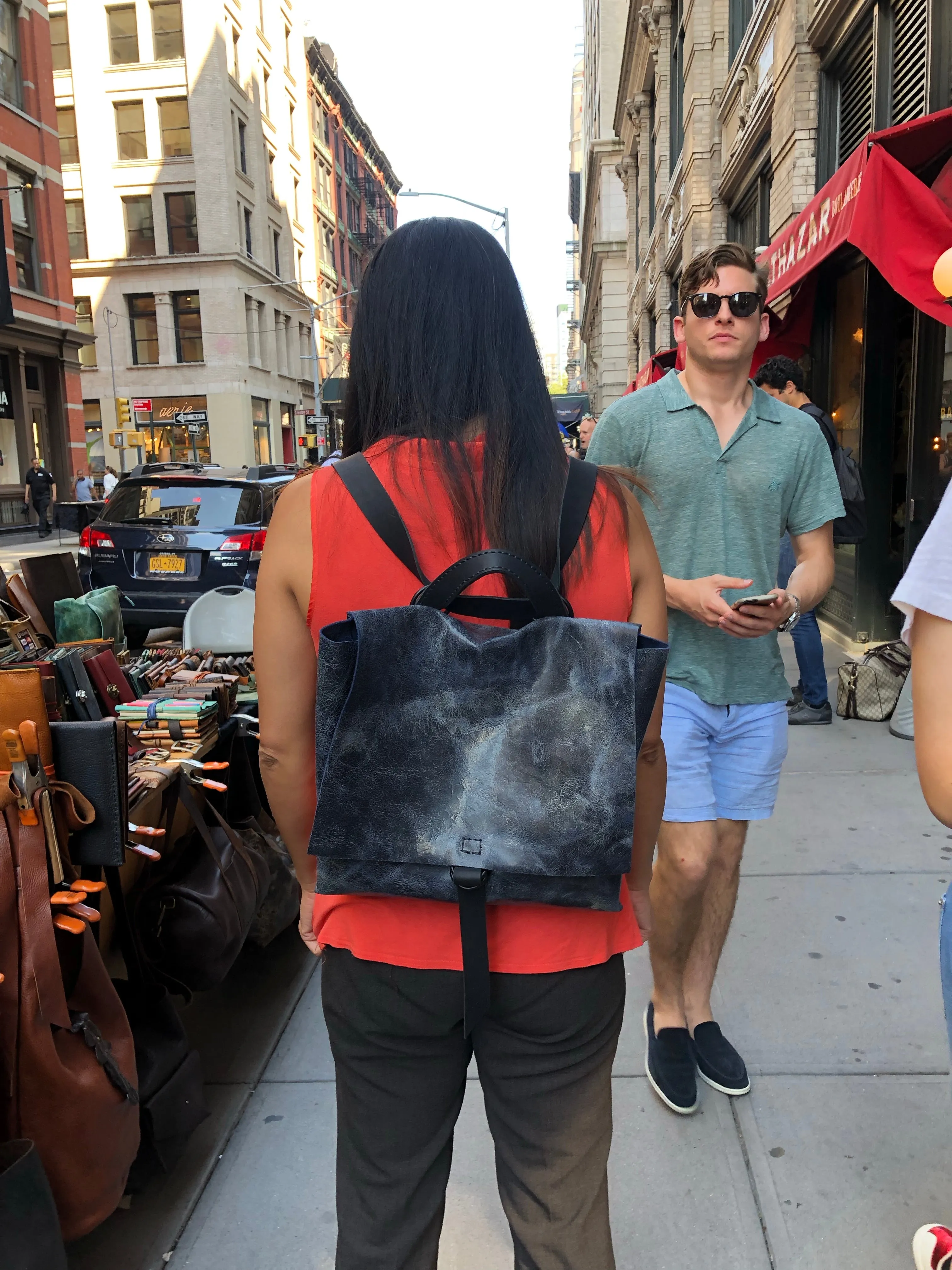 Backpack convertible / Lightweight leather Cross body bag and back pack / Soft leather handle / Custom made