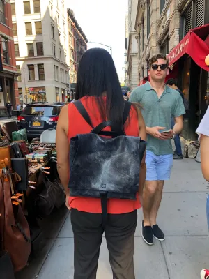 Backpack convertible / Lightweight leather Cross body bag and back pack / Soft leather handle / Custom made
