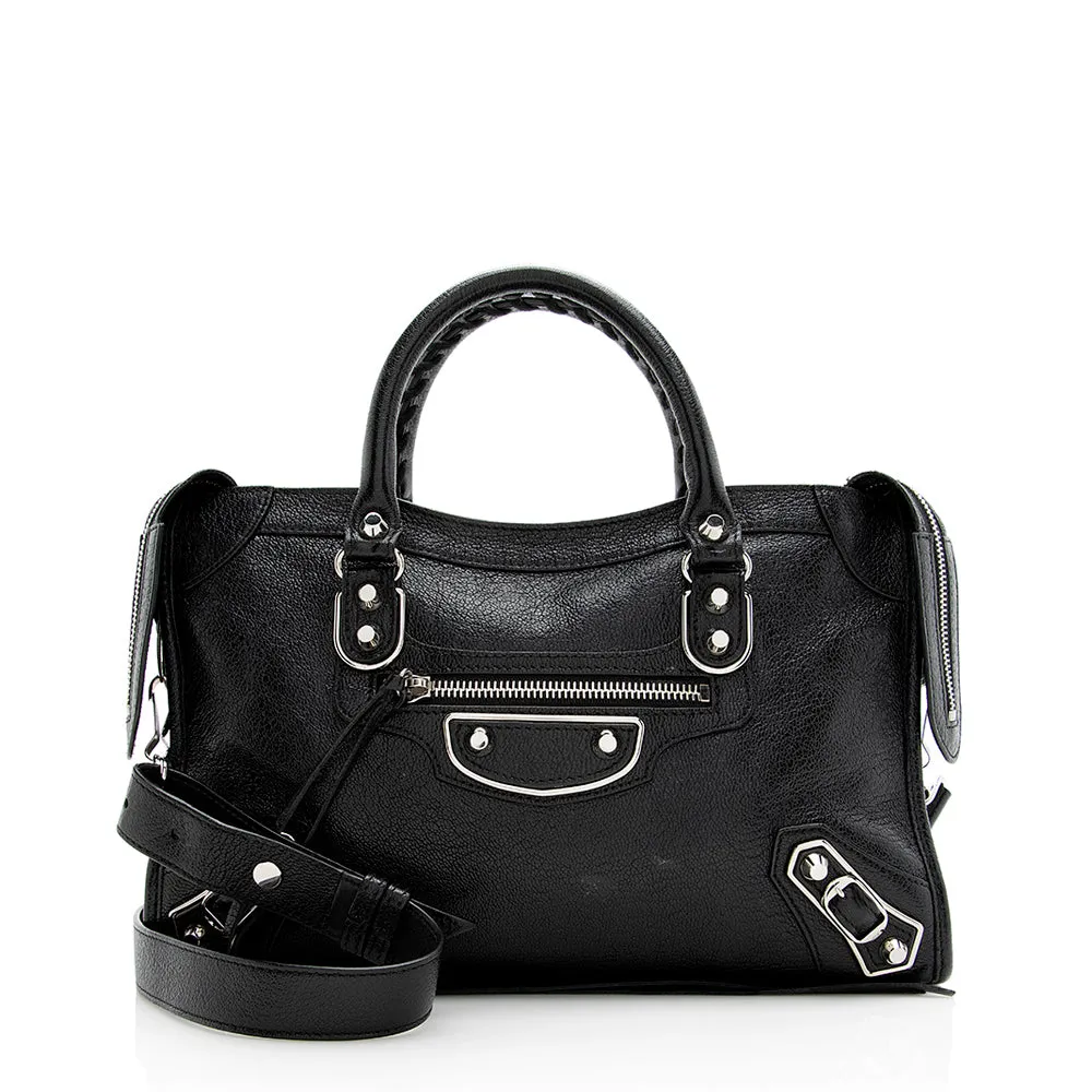 Balenciaga Chevre Metallic Edge City Small Satchel (SHF-21084)