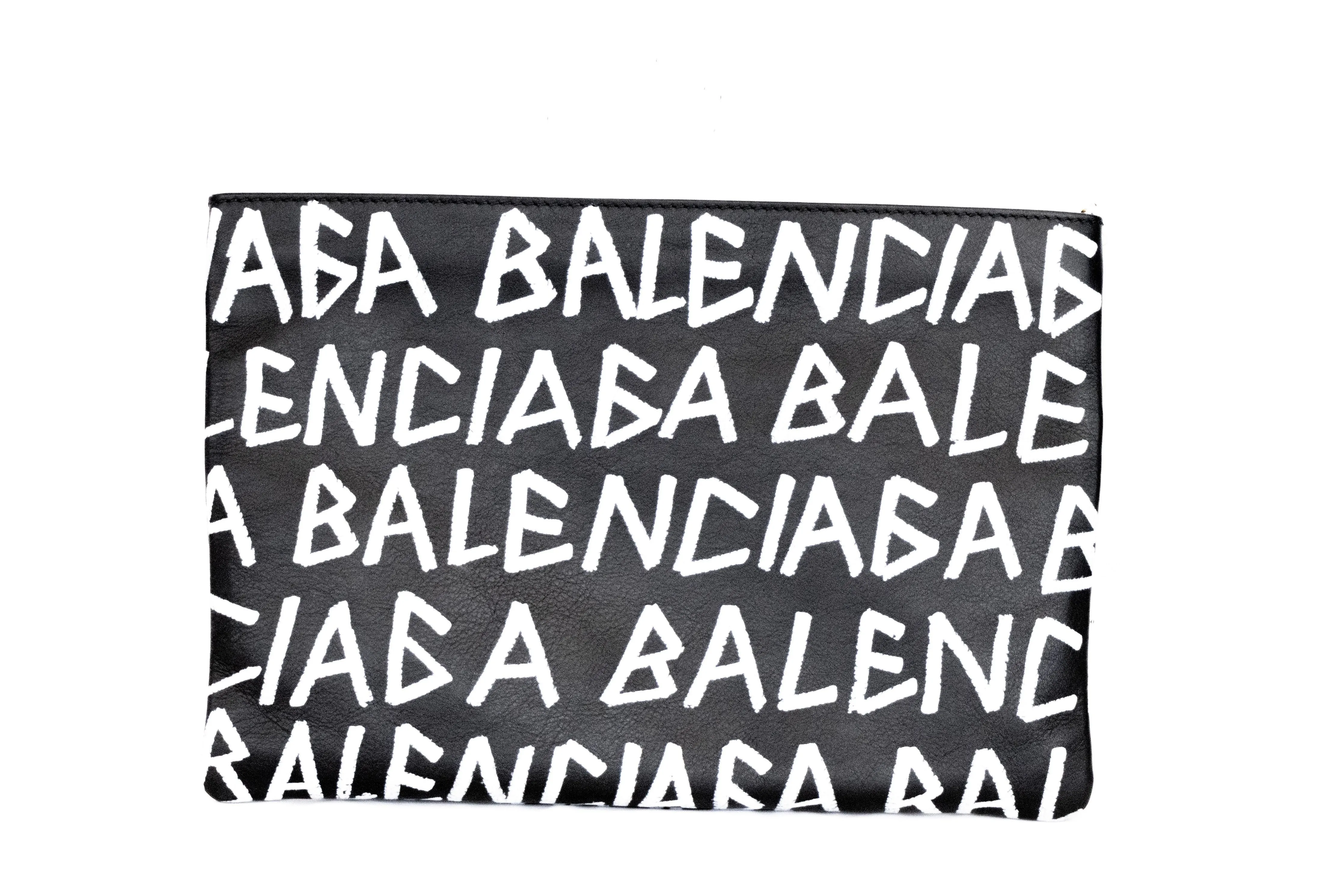 Balenciaga Leather Graffiti Clutch