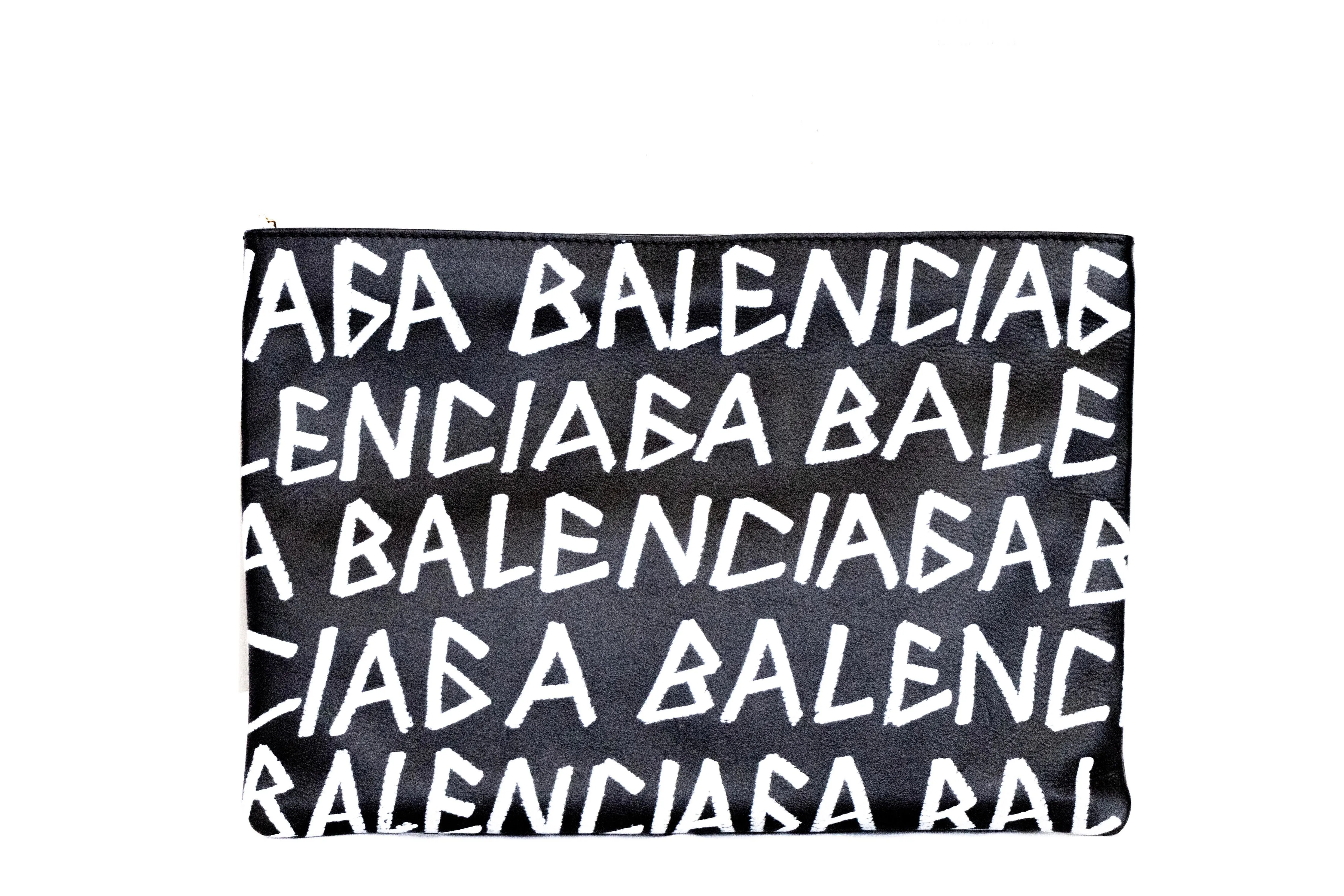 Balenciaga Leather Graffiti Clutch
