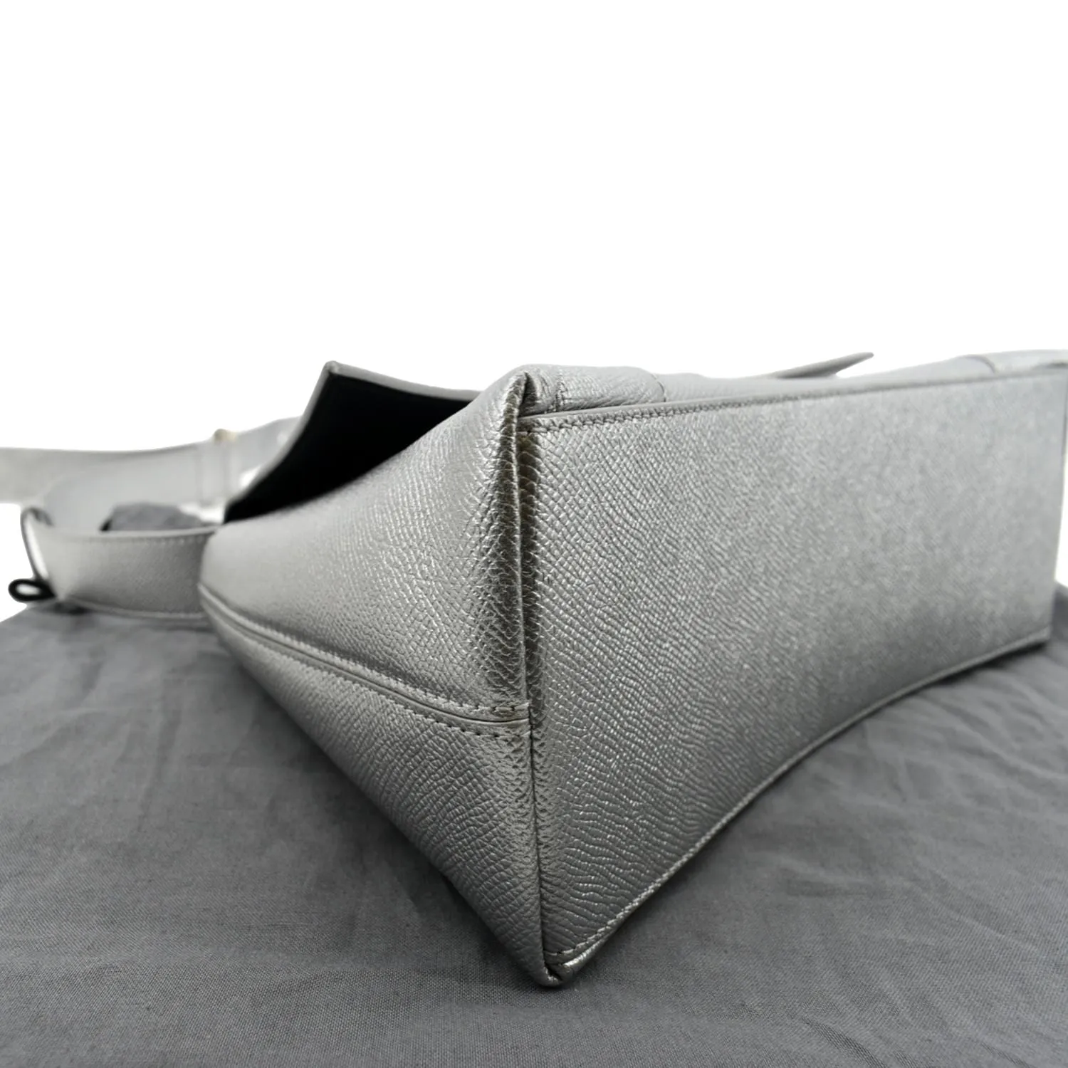 BALENCIAGA Treize Leather Shoulder Bag Metallic Silver