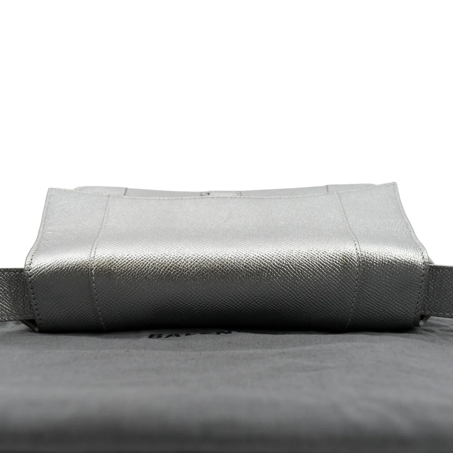 BALENCIAGA Treize Leather Shoulder Bag Metallic Silver
