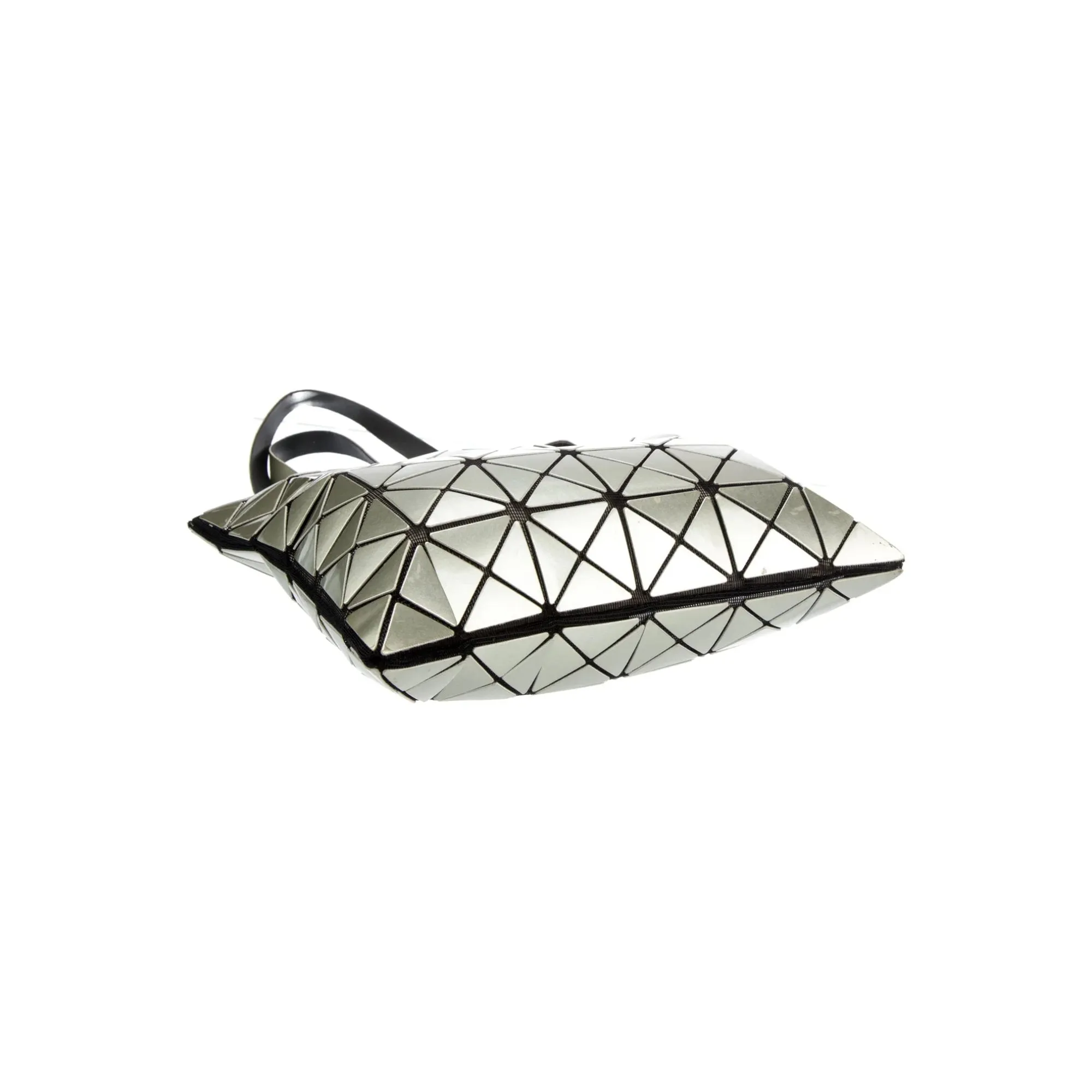 Bao Bao Issey Miyake Platinum Silver Handbag Metallic Rubber Tote Bag NEW