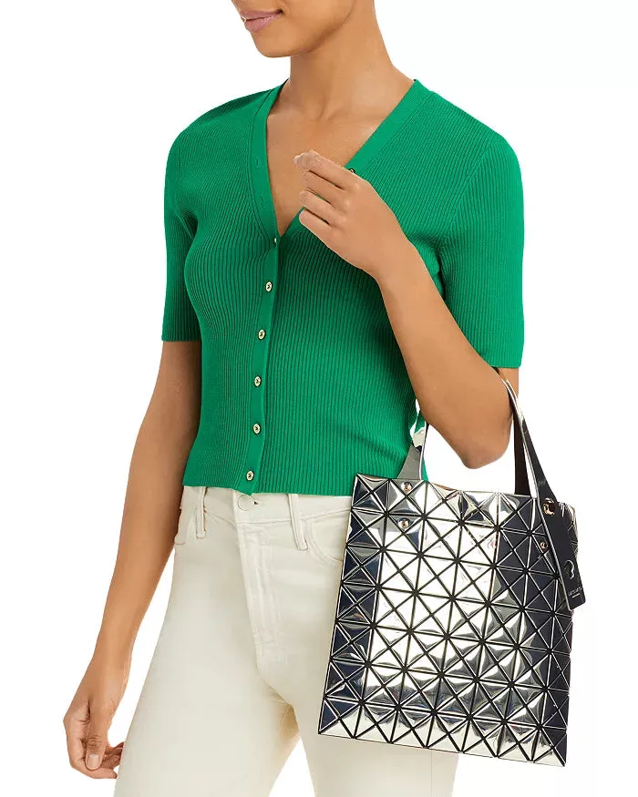 Bao Bao Issey Miyake Platinum Silver Handbag Metallic Rubber Tote Bag NEW
