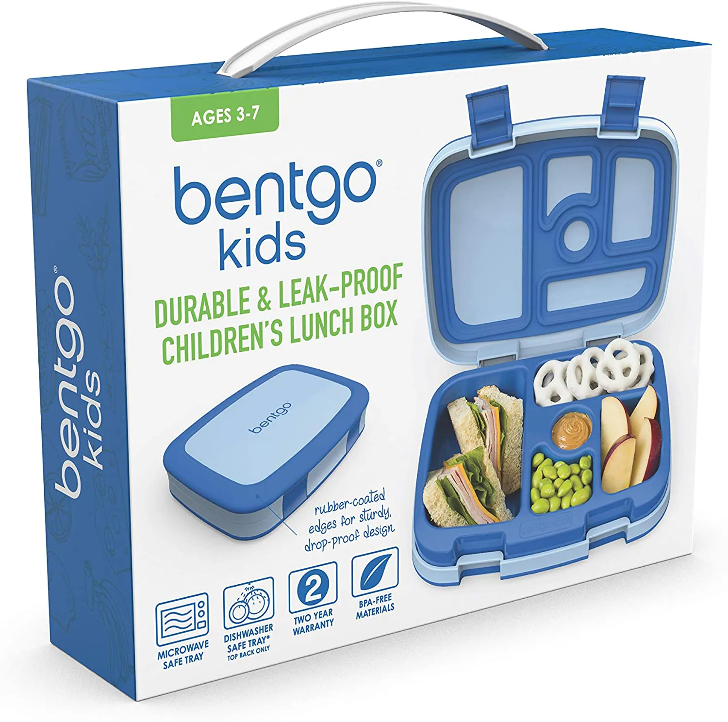 Bentgo Kids Children’s Lunch Box - Leak-Proof, 5-Compartment Bento-Style Kids Lunch Box - Ideal Portion Sizes for Ages 3 to 7 - BPA-Free, Dishwasher Safe, Food-Safe Materials (Blue)