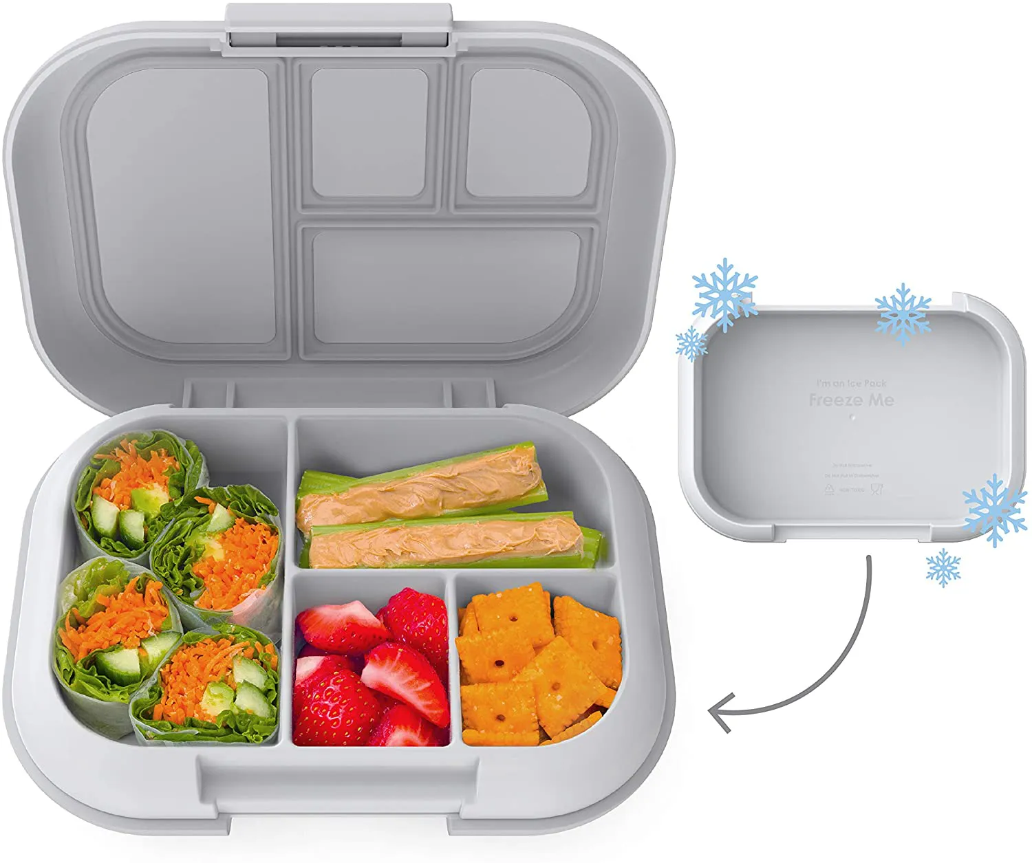 Bentgo Kids Chill Lunch Box - Bento-Style Lunch Solution with 4 Compartments and Removable Ice Pack for Meals and Snacks On-the-Go - Leak-Proof, Dishwasher Safe, BPA-Free (Aqua)