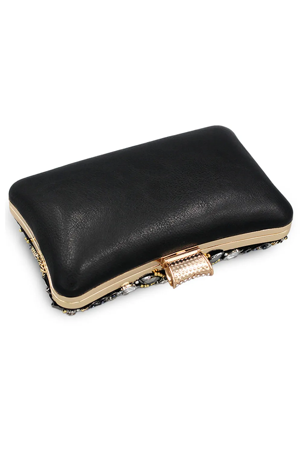 Black Beaded Shoulder Chain Evening Clutch