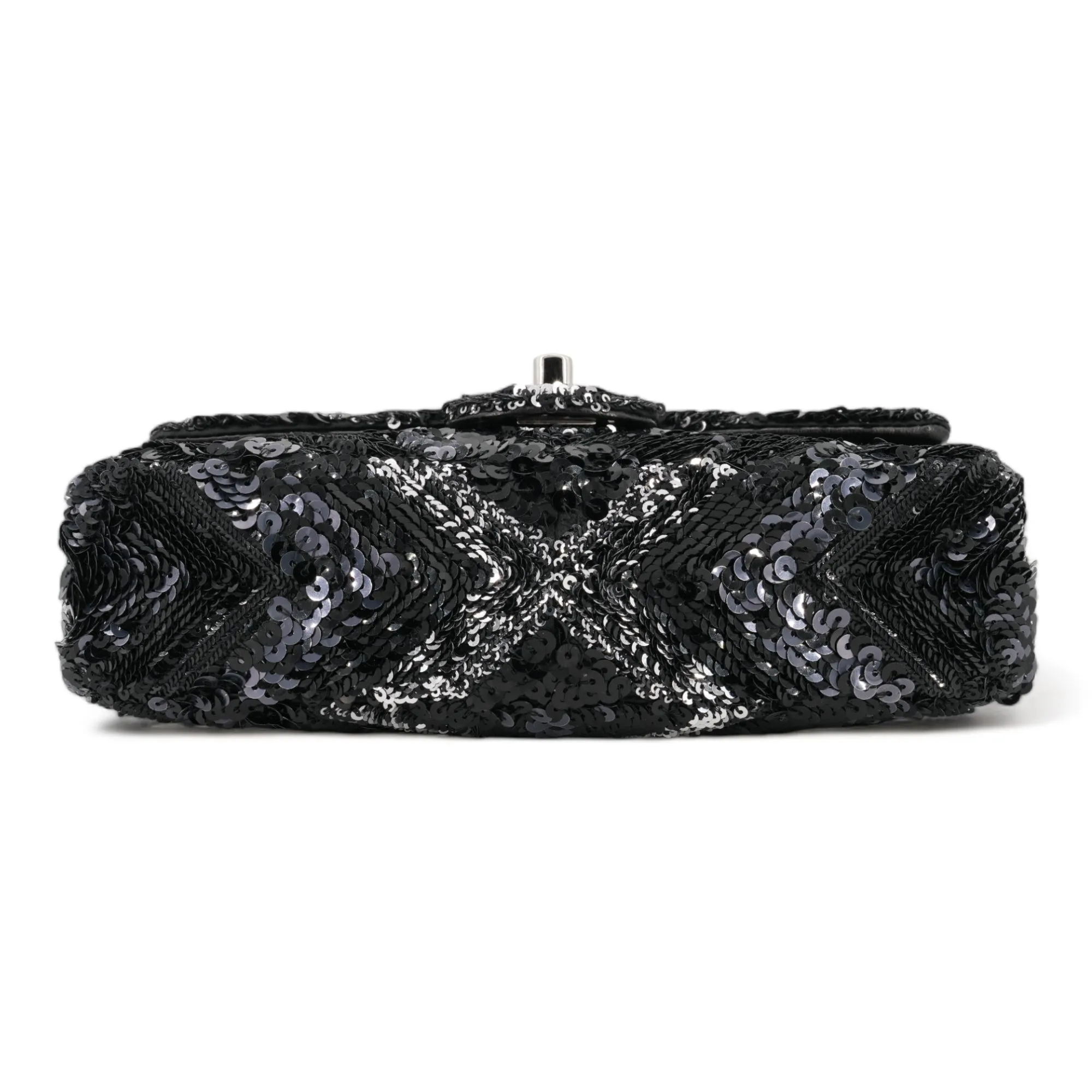 Black Chevron Sequin Mini Flap Bag