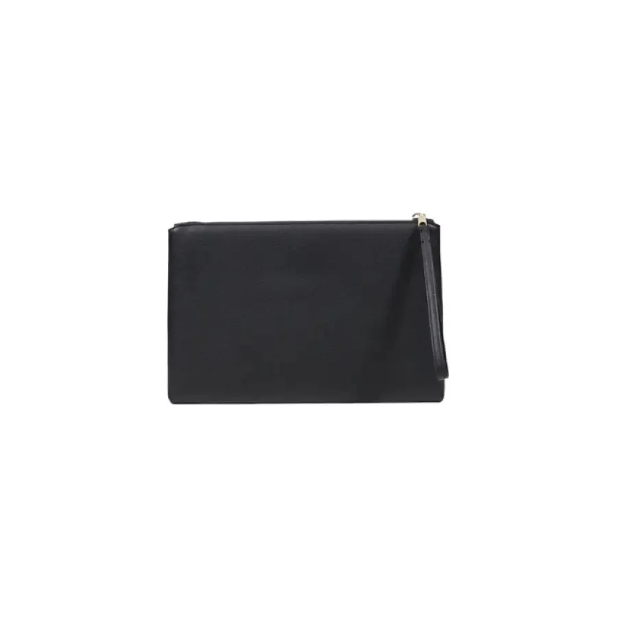 Black Leather Clutch with Wrist Strap