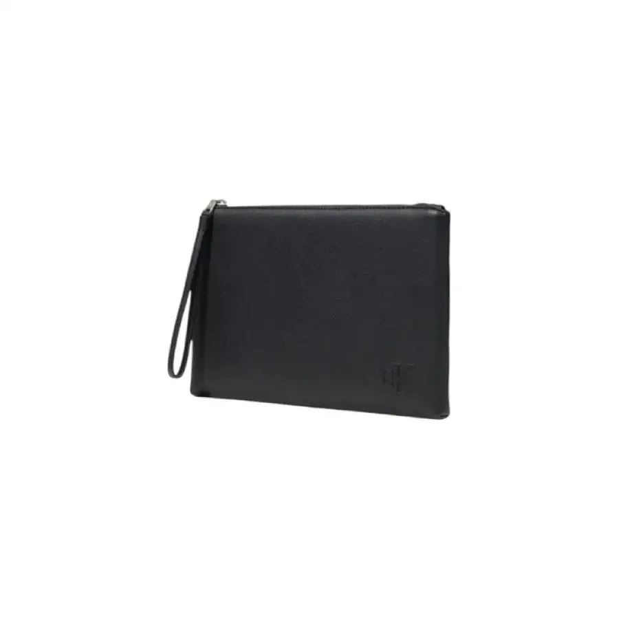 Black Leather Clutch with Wrist Strap