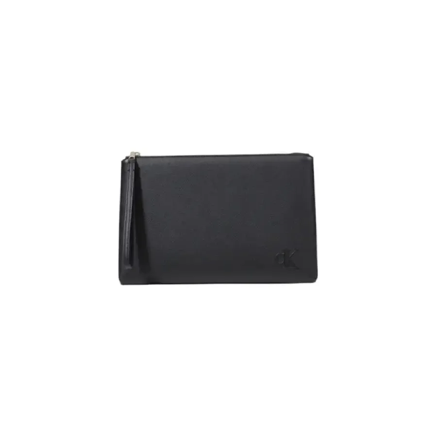 Black Leather Clutch with Wrist Strap