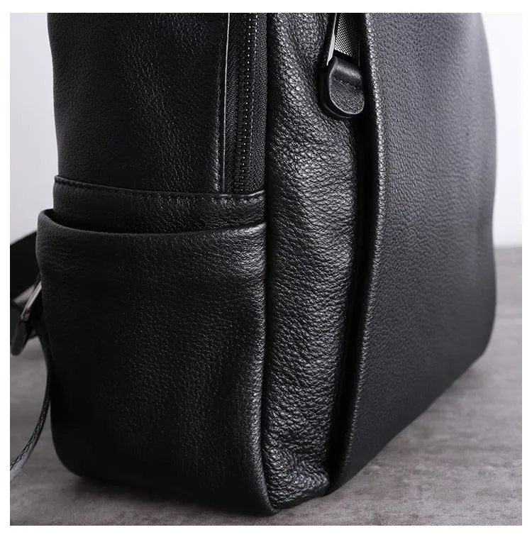 Black Leather Satchel Backpacks Womens Cute School Backpack Bag Black Leather College Rucksack for Ladies