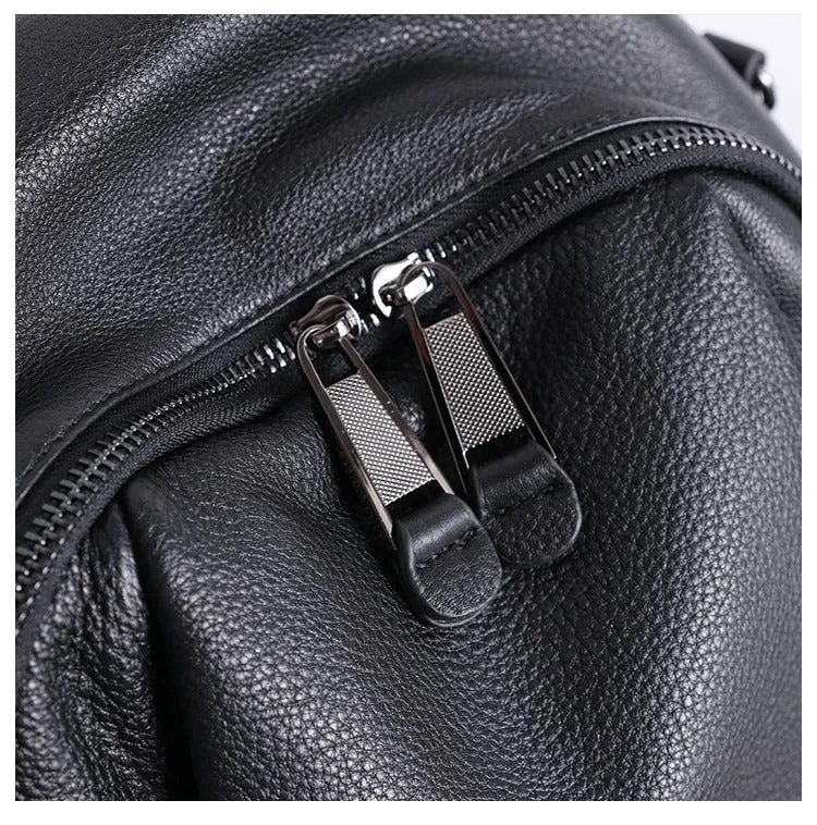 Black Leather Satchel Backpacks Womens Cute School Backpack Bag Black Leather College Rucksack for Ladies