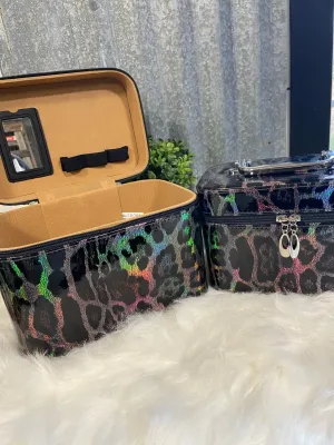 Black Metallic Leopard Hard Travel Case