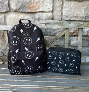 Black Smiley Backpack/Lunch Bag