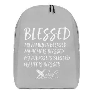 BLESSED BY XCLUSIF POETIX SILVER & WHITE Minimalist Backpack