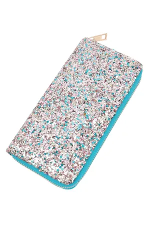 Blue Glitters Zipper Wallet - Pack of 6