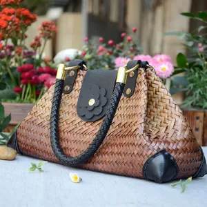 Boho Thailand Women Straw Bags Handmade Beach Bags Ladies Travel Handbags Weave Straw Beach Shoulder Bag Knitting Rattan Bags