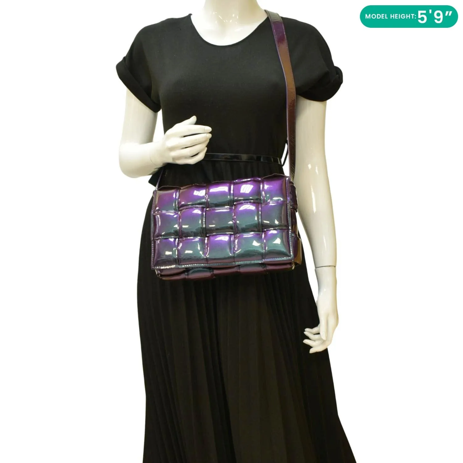 BOTTEGA VENETA Cassette Padded Crossbody Bag Holographic Purple