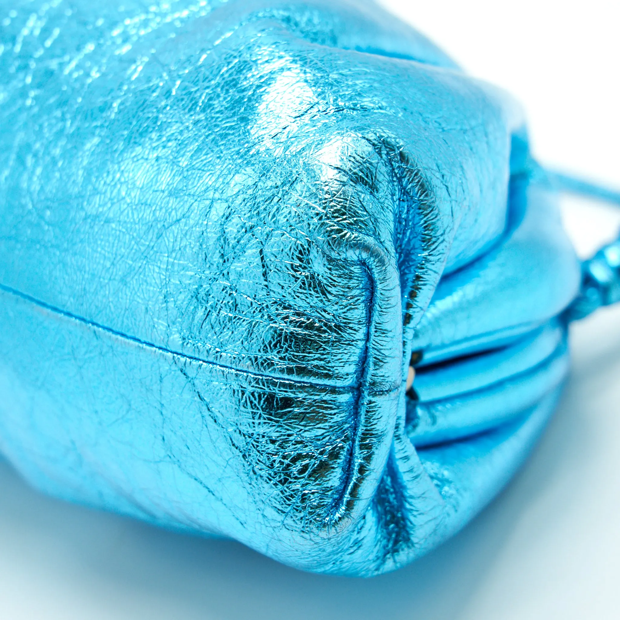 Bottega Veneta Mini Pouch Metallic Blue