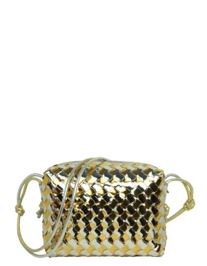 Bottega Veneta Silver/Gold Intrecciato Loop Crossbody